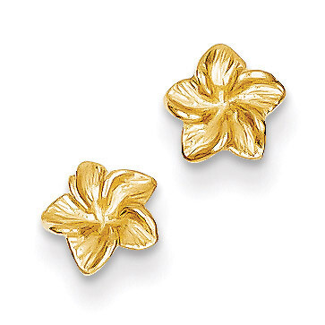 Plumeria Flower Post Earrings 14k Gold TC623, MPN: TC623, 637218058648