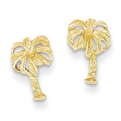 Palm Tree Post Earrings 14k Gold TC566, MPN: TC566, 637218051380