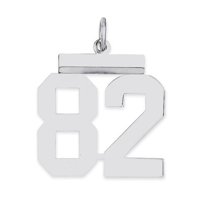 Pendant Number 82 Polished Sterling Silver Medium QMS82, MPN: QMS82, 191101278549