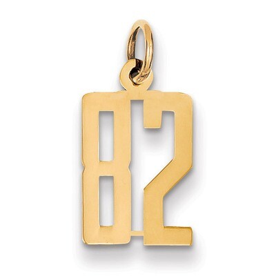 Number 82 Charm 14k Gold Small Polished Elongated LES82, MPN: LES82, 883957132846