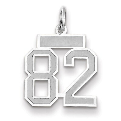 Number 82 Charm Small Satin 14k white Gold WSS82, MPN: WSS82, 883957072593