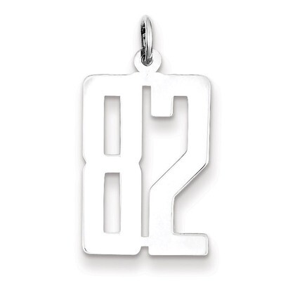 Charm Number 82 Elongated Pol Sterling Silver Small QES82, MPN: QES82, 191101190643
