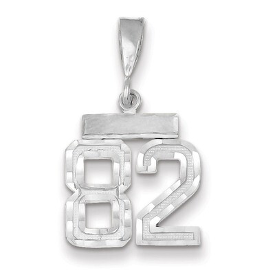 Number 82 Charm Small Diamond -cut 14k white Gold WSN82, MPN: WSN82, 883957114675