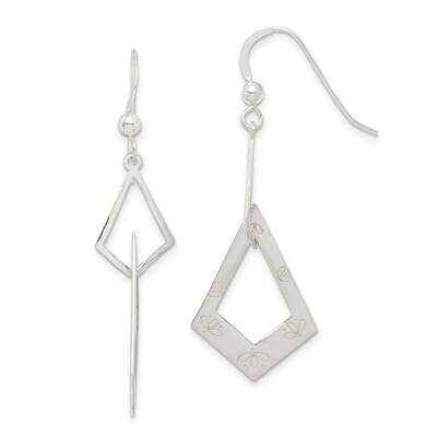 Kite-shaped with Flowers Dangle Earrings Sterling Silver Polished QE15127, MPN: QE15127, 8867740347…