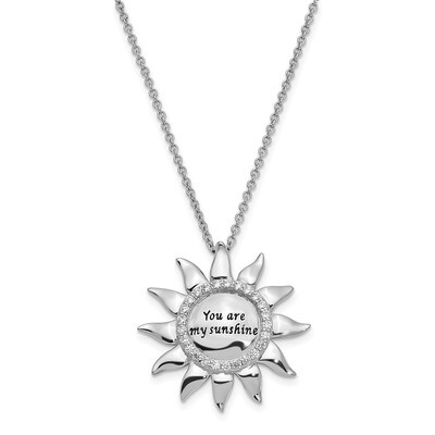 Antiqued You Are My Sunshine 18 Inch Necklace Sterling Silver CZ Diamond QSX677, MPN: QSX677, 88395…