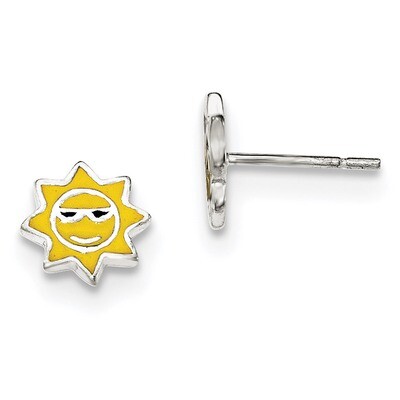 Enamel Sunshine Post Earrings Sterling Silver Polished QE11848, MPN: QE11848, 191101231285