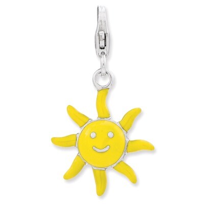 3-D Sunshine Charm Sterling Silver Enameled QCC800 by Amore La Vita, MPN: QCC800, 886774235318