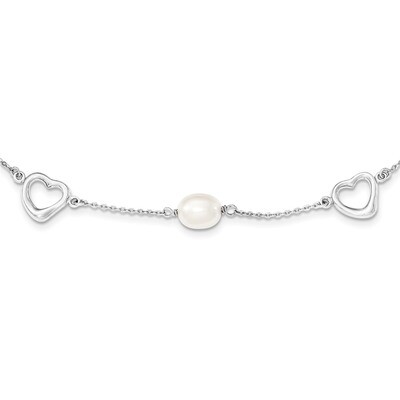 7-8mm White Cultured Pearl with 2 Inch Extender Necklace Sterling Silver QH4747-17, MPN: QH4747-17,…