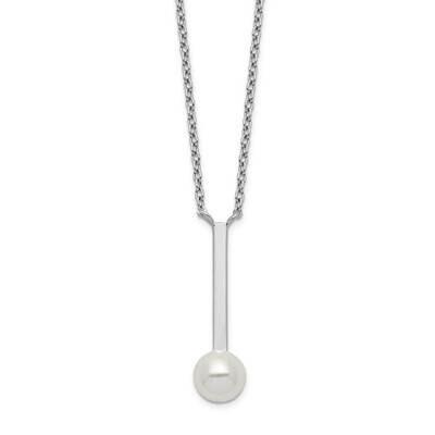 Glass Pearl Bar Necklace Sterling Silver QG5495-16.5, MPN: QG5495-16.5, 886774081557