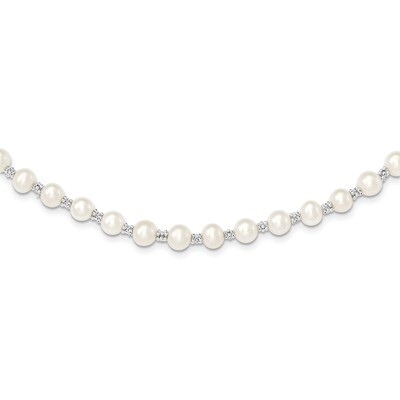 16 Inch White Cultured Pearl Necklace Sterling Silver QH1084-16, MPN: QH1084-16, 883957435107