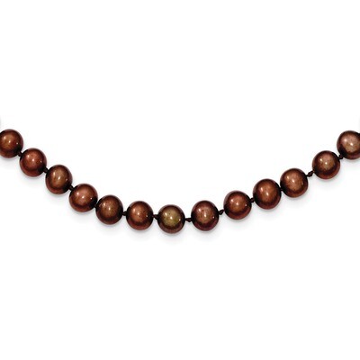 6-7mm Brown Cultured Pearl Necklace Sterling Silver QH4817-16, MPN: QH4817-16, 883957401034