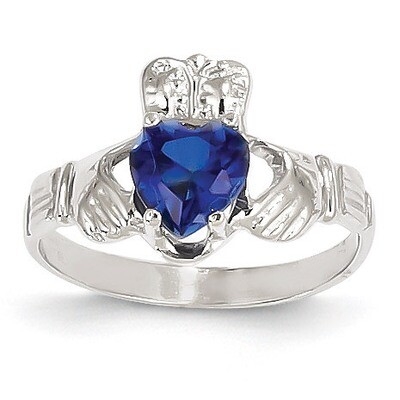 September Birthstone Claddagh Ring 14k White Gold R507, MPN: R507, 883957285252