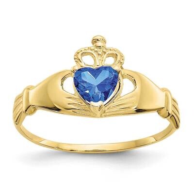 CZ Diamond September Birthstone Claddagh Heart Ring 10k Gold 10D1800, MPN: 10D1800, 191101729089