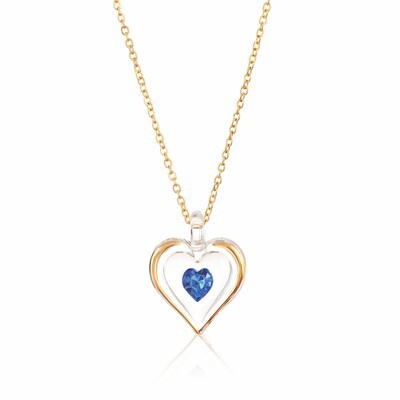 September Gold Trim Swarovski Birthstone Heart 18 inch Necklace GM9408, MPN: GM9408, 708873026515