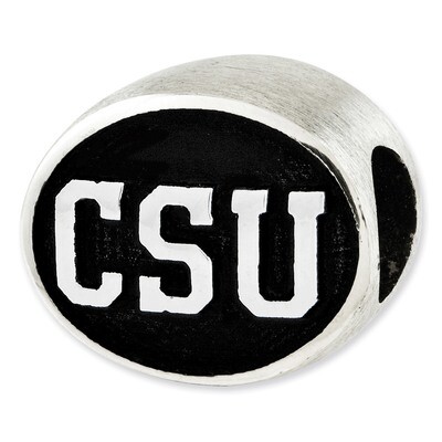 Antiqued Colorado State University Collegiate Bead Sterling Silver QRS2083