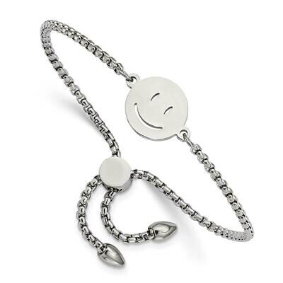 Happy Face Adjustable Bracelet Stainless Steel Polished SRB2637, MPN: SRB2637, 191101859823