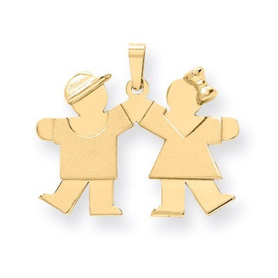 Solid Boy Facing Right &amp; Girl Facing Left Engravable Charm 14k Gold XK283, MPN: XK283, 883957859309