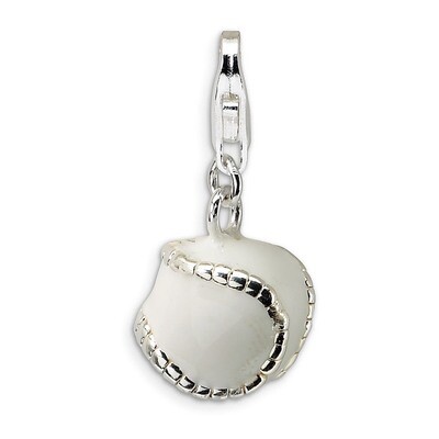 3-D Polished &amp; Enamel Baseball Charm Sterling Silver QCC308 by Amore La Vita, MPN: QCC308, 88395733…