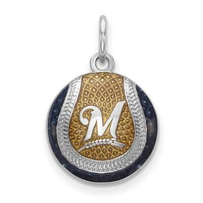 MLB Milwaukee Brewers Enameled Baseball Charm Sterling Silver Rhodium-plated SS520BRE, MPN: SS520BR…