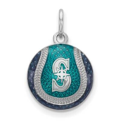 MLB Seattle Mariners Enameled Baseball Charm Sterling Silver Rhodium-plated SS520MRN, MPN: SS520MRN…