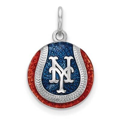 MLB New York Mets Enameled Baseball Charm Sterling Silver Rhodium-plated SS520MET, MPN: SS520MET, 6…