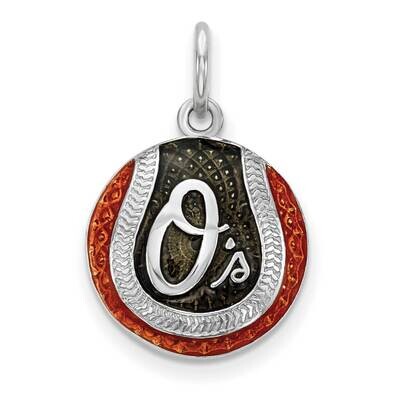 MLB Baltimore Orioles O&#39;S Enamel Baseball Charm Sterling Silver Rhodium-plated SS520ORI, MPN: SS520…