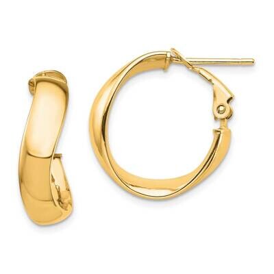 5mm Wavy Omega Back Hoop Earrings 14k Gold High Polished PRE982, MPN: PRE982, 191101985355
