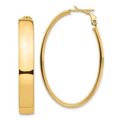 7mm Omega Back Oval Hoop Earrings 14k Gold High Polished PRE968, MPN: PRE968, 191101985027