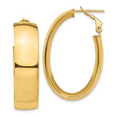 10mm Omega Back Oval Hoop Earrings 14k Gold High Polished PRE973, MPN: PRE973, 191101985140