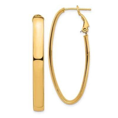 5mm Omega Back Oval Hoop Earrings 14k Gold High Polished PRE975, MPN: PRE975, 191101985195