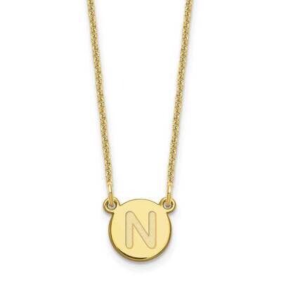 Tiny Circle Block Initial Letter N Necklace 10k Gold 10XNA722Y/N, MPN: 10XNA722Y/N,