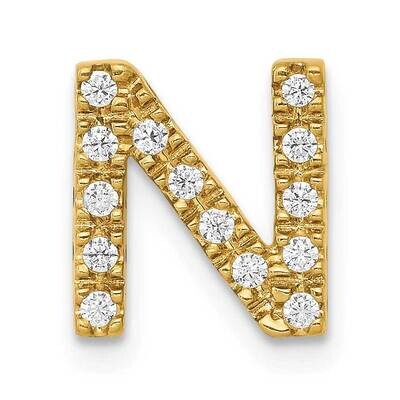 Initial N Charm 14k Gold Diamond PM5221N-013-YA, MPN: PM5221N-013-YA, 191101543883