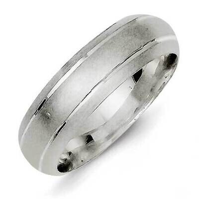Sterling Silver 6mm Satin Finish Band Rhodium Size 11 QSFB060RH-11