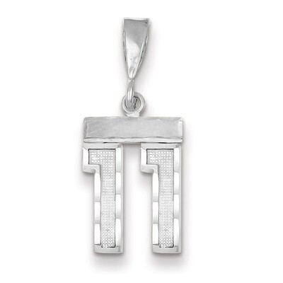 Number 11 Charm Small Diamond -cut 14k white Gold WSN11, MPN: WSN11, 883957111513