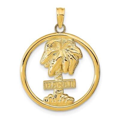 Hawaii Palm Tree Pendant 14k Gold K9762, MPN: K9762,