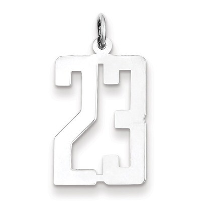 Charm Number 23 Elongated Pol Sterling Silver Small QES23, MPN: QES23, 191101190056
