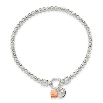 Rose -tone Heart &amp; Bell Stretch Bracelet Sterling Silver QH5454, MPN: QH5454, 886774107226