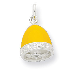 CZ Yellow Enameled Polished Bell Charm Sterling Silver QC6841