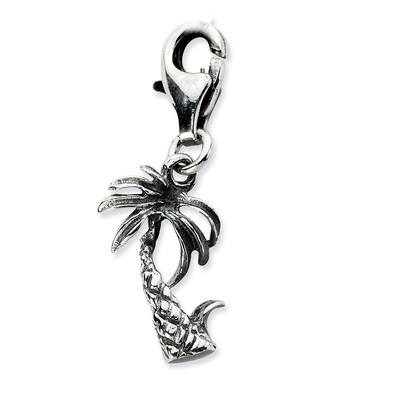 3-D Antiqued Palm Tree Charm Sterling Silver QCC649 by Amore La Vita, MPN: QCC649, 886774074290