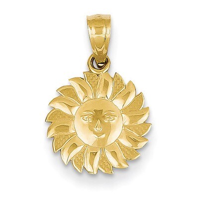 Sun with Face Pendant 14k Gold Polished D1263, MPN: D1263, 637218083831