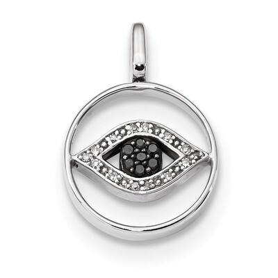 0.2ct. Black White &amp; Blue Diamond Reversible Eye Pendant Sterling Silver Rhodium QDX1264, MPN: QDX1…