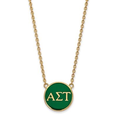 Alpha Sigma Tau Small Enameled Pendant with 18 Inch Chain Gold-plated Silver GP030ALS-18, MPN: GP03…