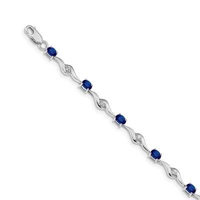 White Sapphire and Sapphire Gemstone Bracelet 14k White Gold BM4473-SA-W, MPN: BM4473-SA-W, 8839573…