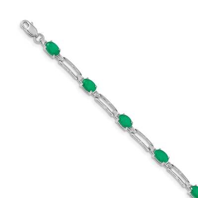 Diamond and Emerald Gemstone Bracelet 14k White Gold BM4489-EM-005-WA, MPN: BM4489-EM-005-WA, 88395…