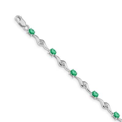 White Sapphire and Emerald Gemstone Bracelet 14k White Gold BM4473-EM-W, MPN: BM4473-EM-W, 88395766…
