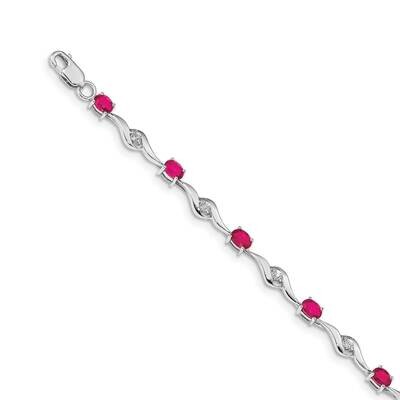 White Sapphire and Composite Ruby Gemstone Bracelet 14k White Gold BM4473-RU-W, MPN: BM4473-RU-W, 8…