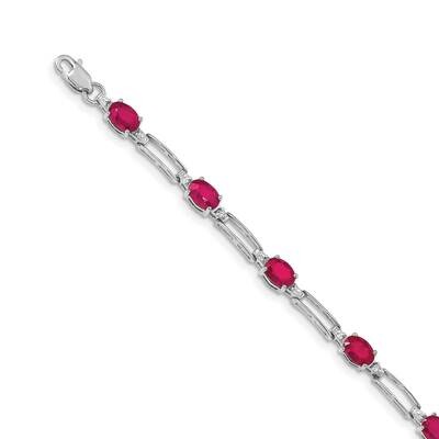 Composite Ruby Gemstone Bracelet 14k White Gold Diamond BM4489-RU-005-WA, MPN: BM4489-RU-005-WA, 88…