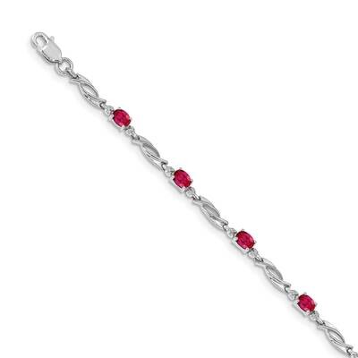 Diamond and Composite Ruby Gemstone Bracelet 14k White Gold BM4476-RU-001-WA, MPN: BM4476-RU-001-WA…