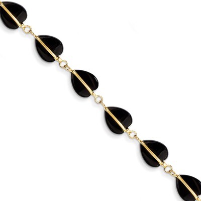 Black Onyx Bracelet 7 Inch 14k Gold X72-7, MPN: X72-7, 191101373503