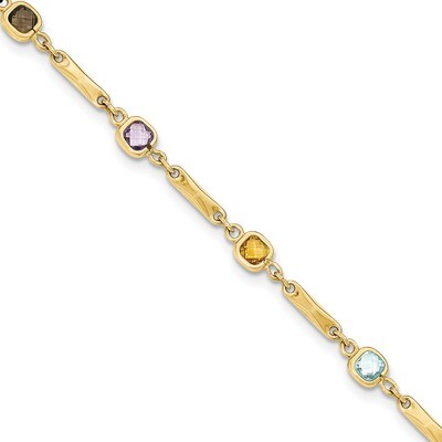 7.5 Inch Multi Gemstone Fancy Link Bracelet 14k Gold Y12739RB, MPN: Y12739RB, 868044154963